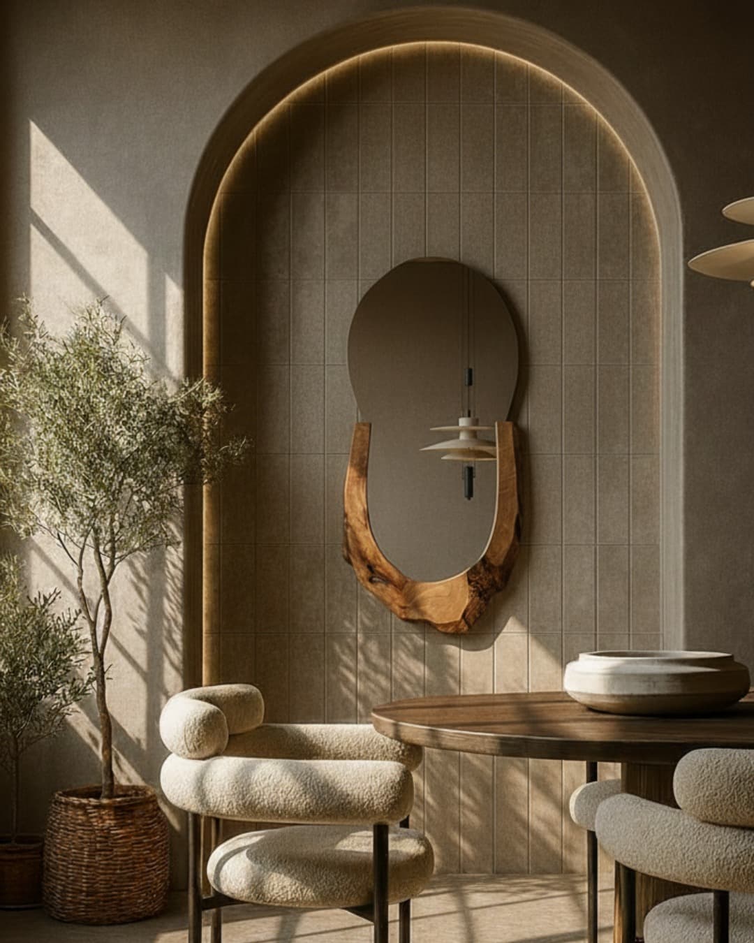 Oval Kucaklı Ahşap Ayna - Bodrum ayna model 2