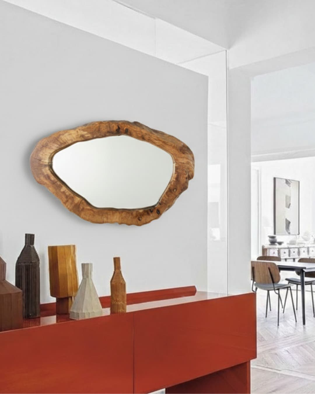 Oval Organik Çerçeveli Ayna - Bodrum ayna model 1