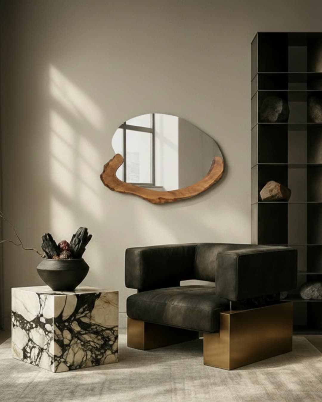Yuvarlak Kök Ahşap Ayna - Bodrum ayna model 3